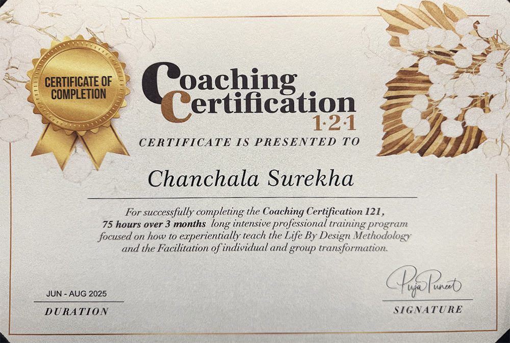 1:1 Consultation certification held by Chanchal Surekha