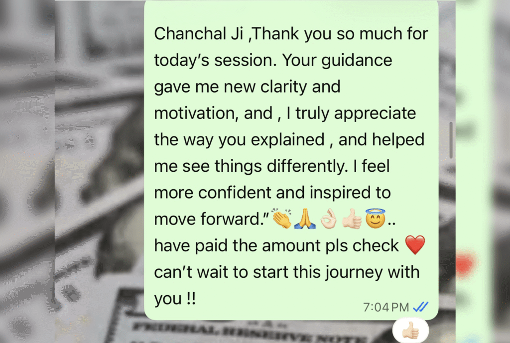 Client testimonial for life coaching with Chanchal Surekha