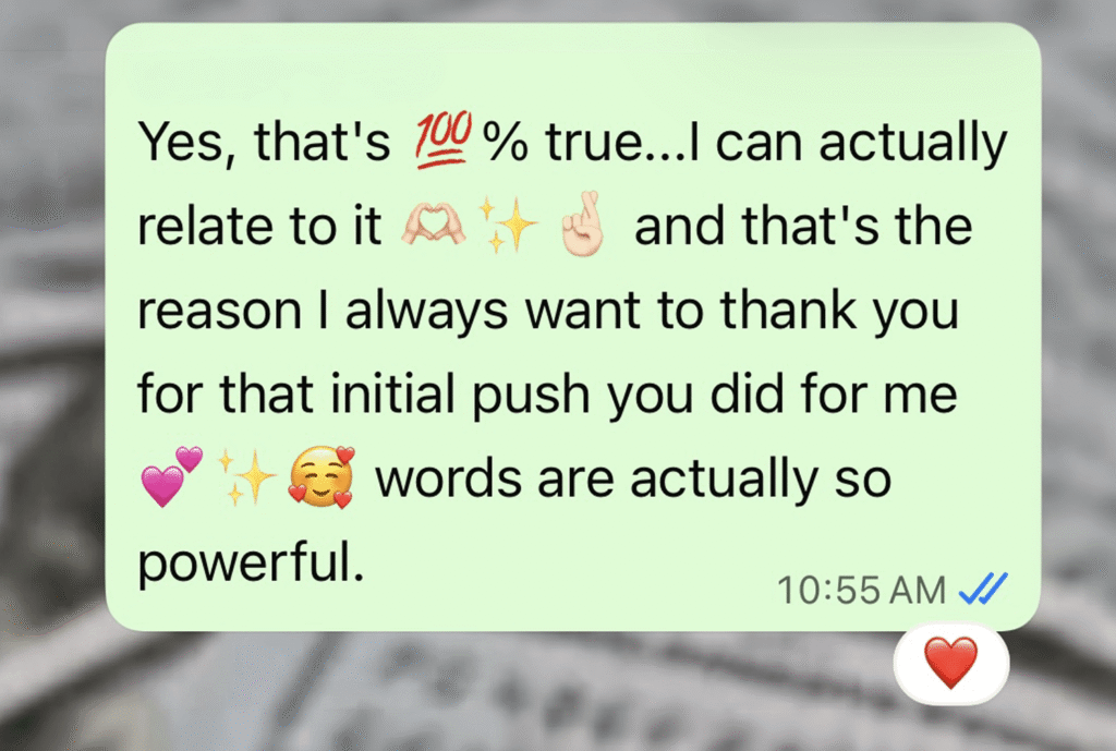 Client testimonial for life coaching with Chanchal Surekha